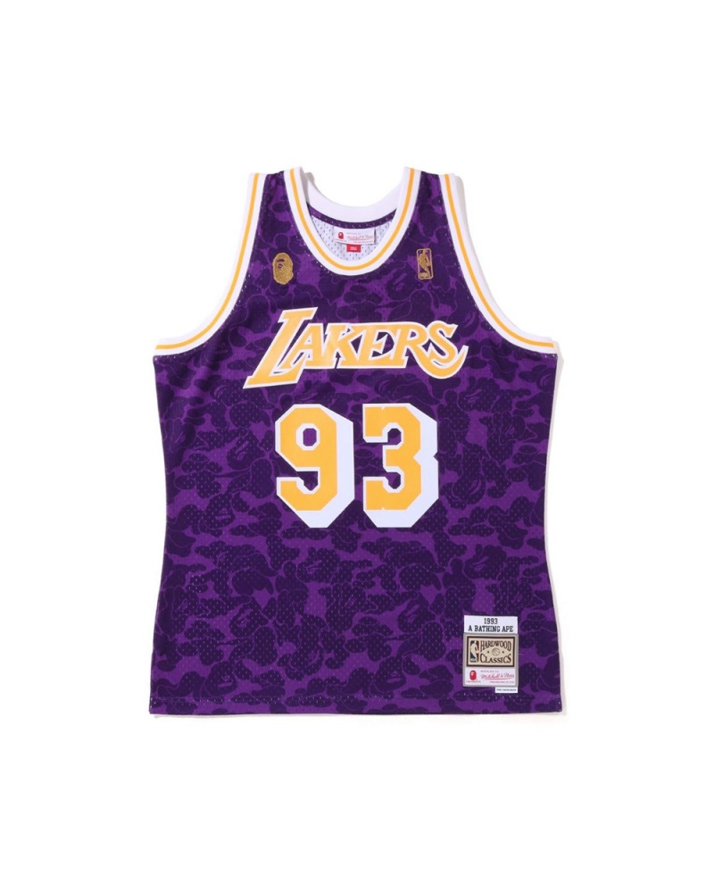 T Shirts Bape X M&N Los Angeles Lakers Jersey Tank Violette Homme | VFK-39265116